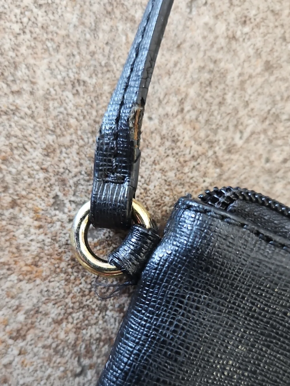 Coach Black Leather Wristlet with Gold Logo